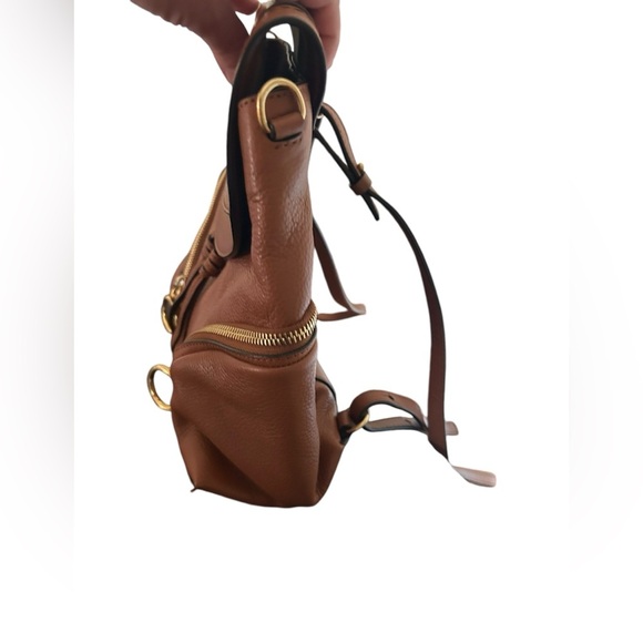 CHLOE bag | See by Chloe brown pebbled leather backpack purse with gold hardware - Picture 3 of 11